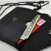 Handmade Stud Genuine Black Leather Card / Cash Holder - LE56