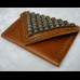 Handmade Stud Genuine Brown Leather Card / Cash Holder - LE55
